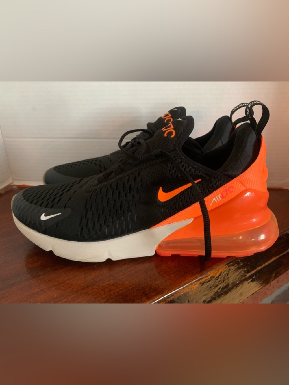 Nike Air Max 270 Black and Bright Orange Running Sneakers